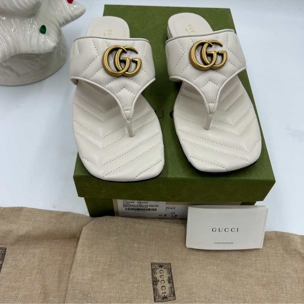 Women’s Gucci, quilted leather song sandals in Mystic white size 39 made Italy - Picture 2 of 10